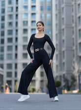 CERES - SPANISH JUMPSUIT WITH BELT - BLACK - VECTOR SPORTSWEAR
