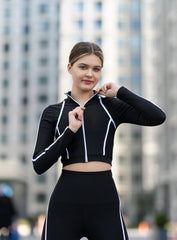 THRUD - LONG SLEEVES ZIP UP - BLACK AND WHITE - VECTOR SPORTSWEAR