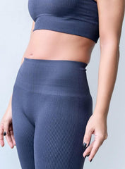 VESTA - RIBBED SEAMLESS LEGGINGS - ANTHRACITE - VECTOR SPORTSWEAR