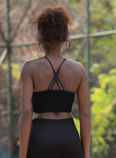 VESTA - RIBBED SEAMLESS SPORTS BRA - BLACK - VECTOR SPORTSWEAR