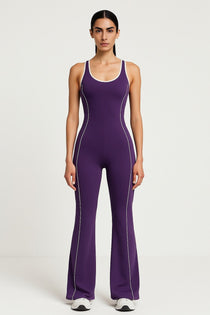 AURA – Hollow Back Yoga Jumpsuit - Dark Reddish Purple - VECTOR SPORTSWEAR
