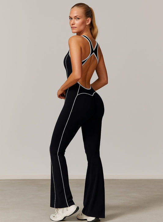 AURA – Hollow Back Yoga Jumpsuit - Black - VECTOR SPORTSWEAR