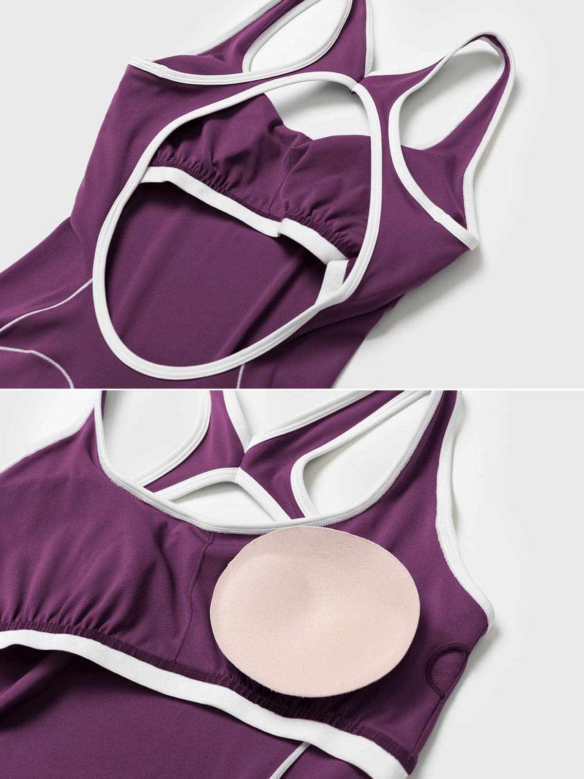 AURA – Hollow Back Yoga Jumpsuit - Dark Reddish Purple
