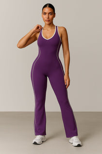 AURA – Hollow Back Yoga Jumpsuit - Dark Reddish Purple - VECTOR SPORTSWEAR
