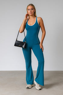 AURA – Hollow Back Yoga Jumpsuit - Deep Sea Blue - VECTOR SPORTSWEAR
