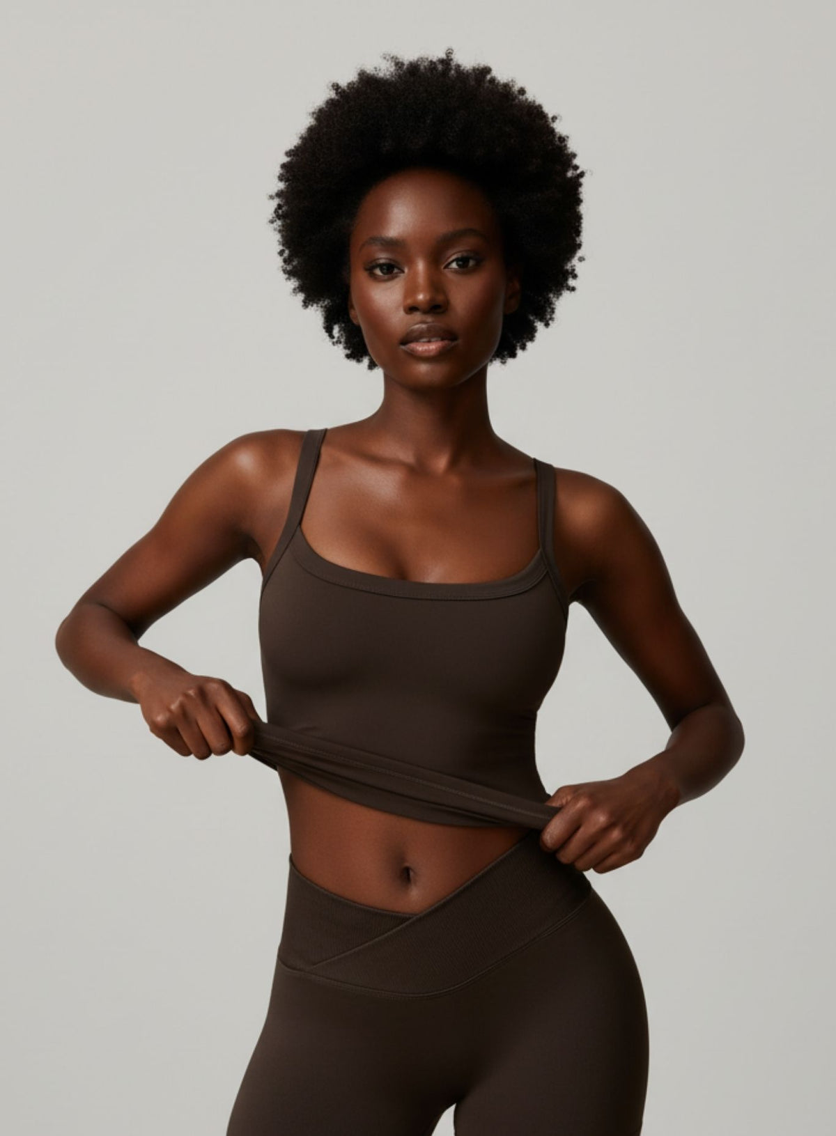Brushed Square - Neck Tank - Brown - VECTOR SPORTSWEAR