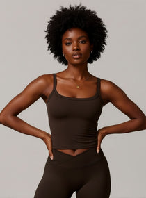 Brushed Square - Neck Tank - Brown - VECTOR SPORTSWEAR