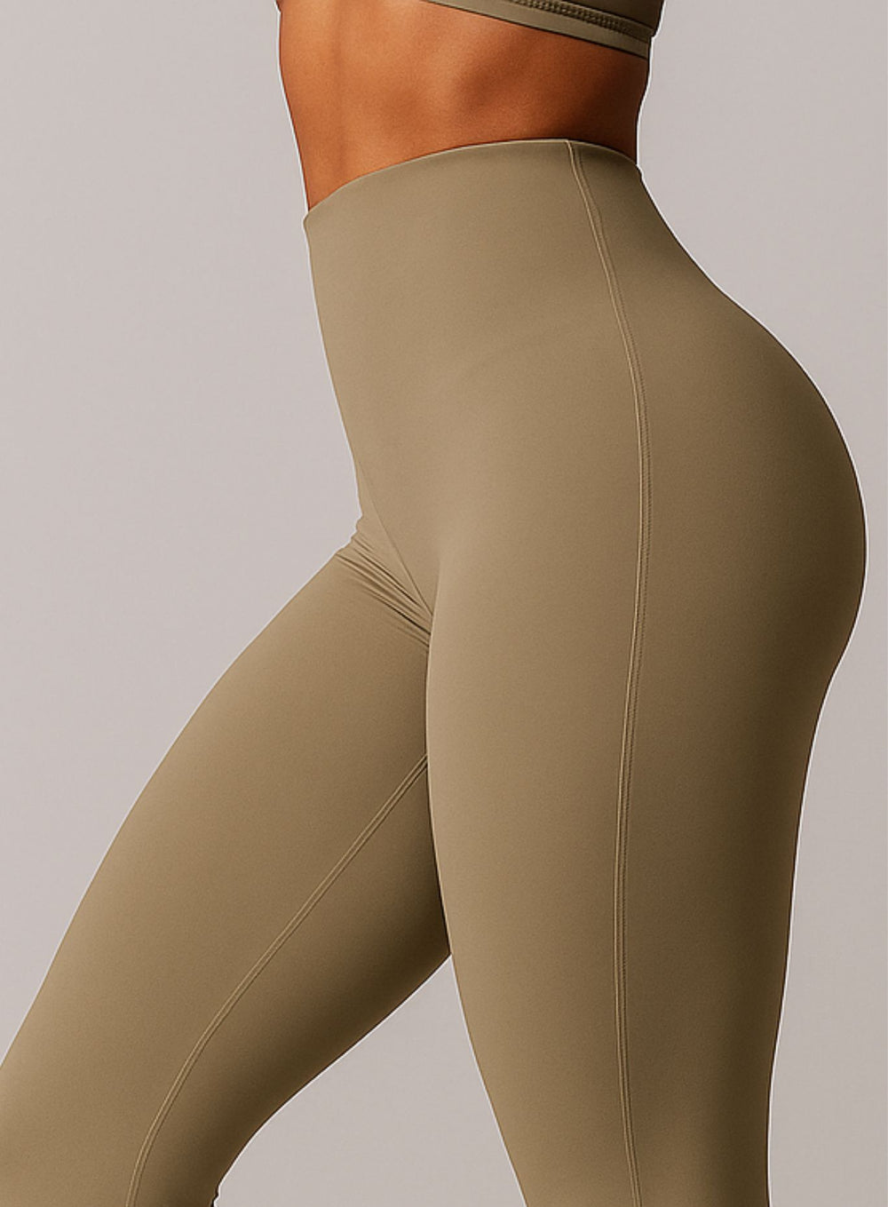 COREFLOW - Seamless Waist Leggings - Khaki - VECTOR SPORTSWEAR