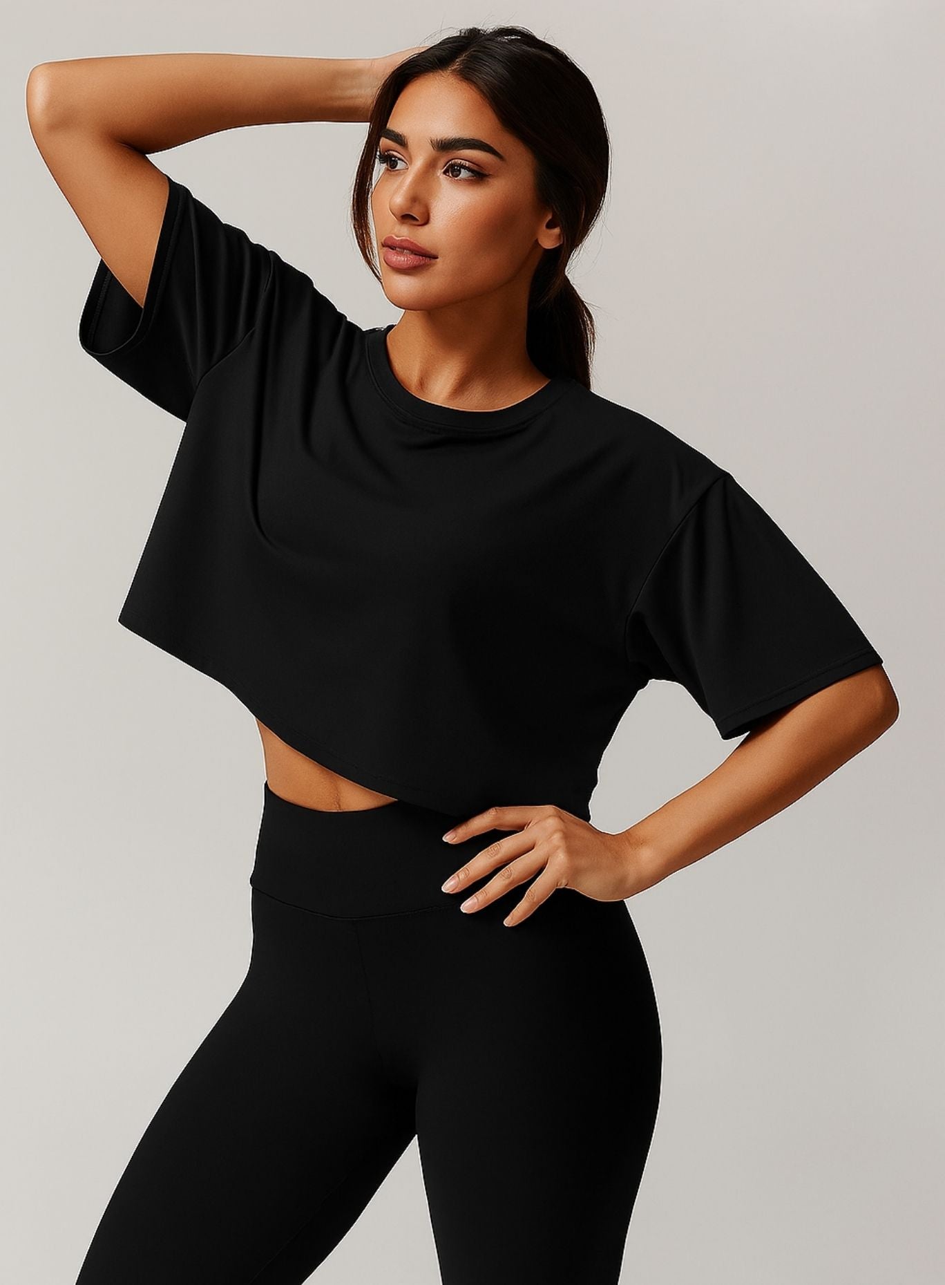 CloudFlex Brushed Crop Tee - Black