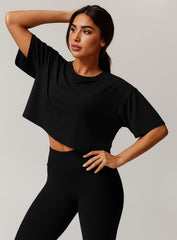 CloudFlex Brushed Crop Tee - Black