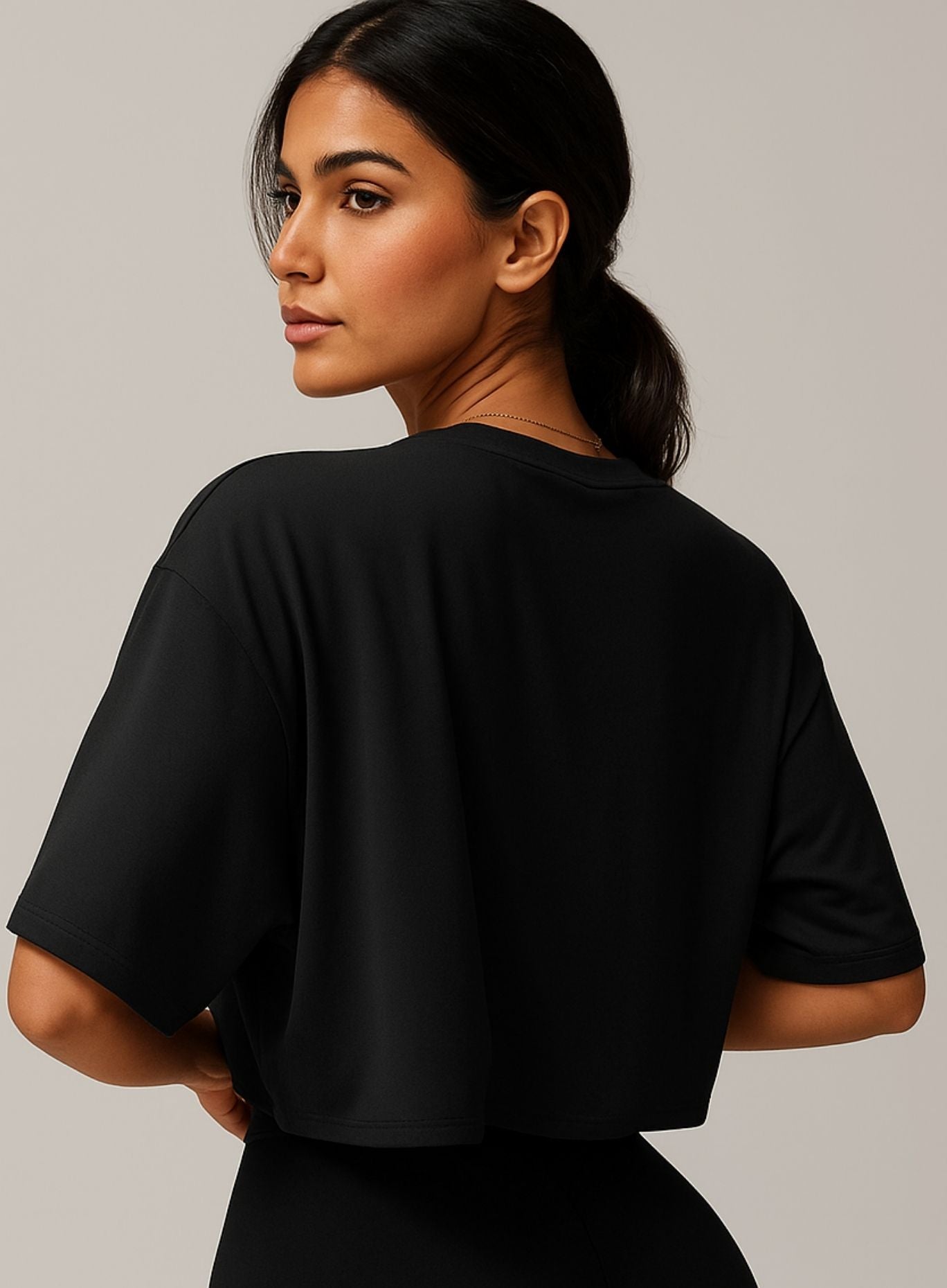 CloudFlex Brushed Crop Tee - Black