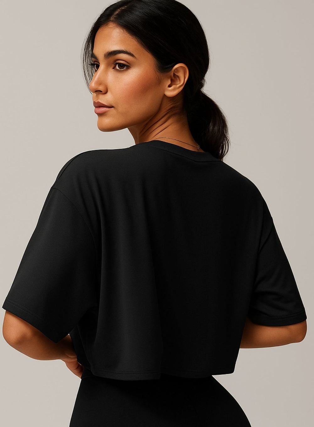 CloudFlex Brushed Crop Tee - Black - VECTOR SPORTSWEAR