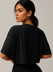 CloudFlex Brushed Crop Tee - Black