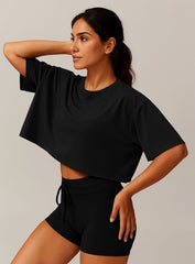 CloudFlex Brushed Crop Tee - Black