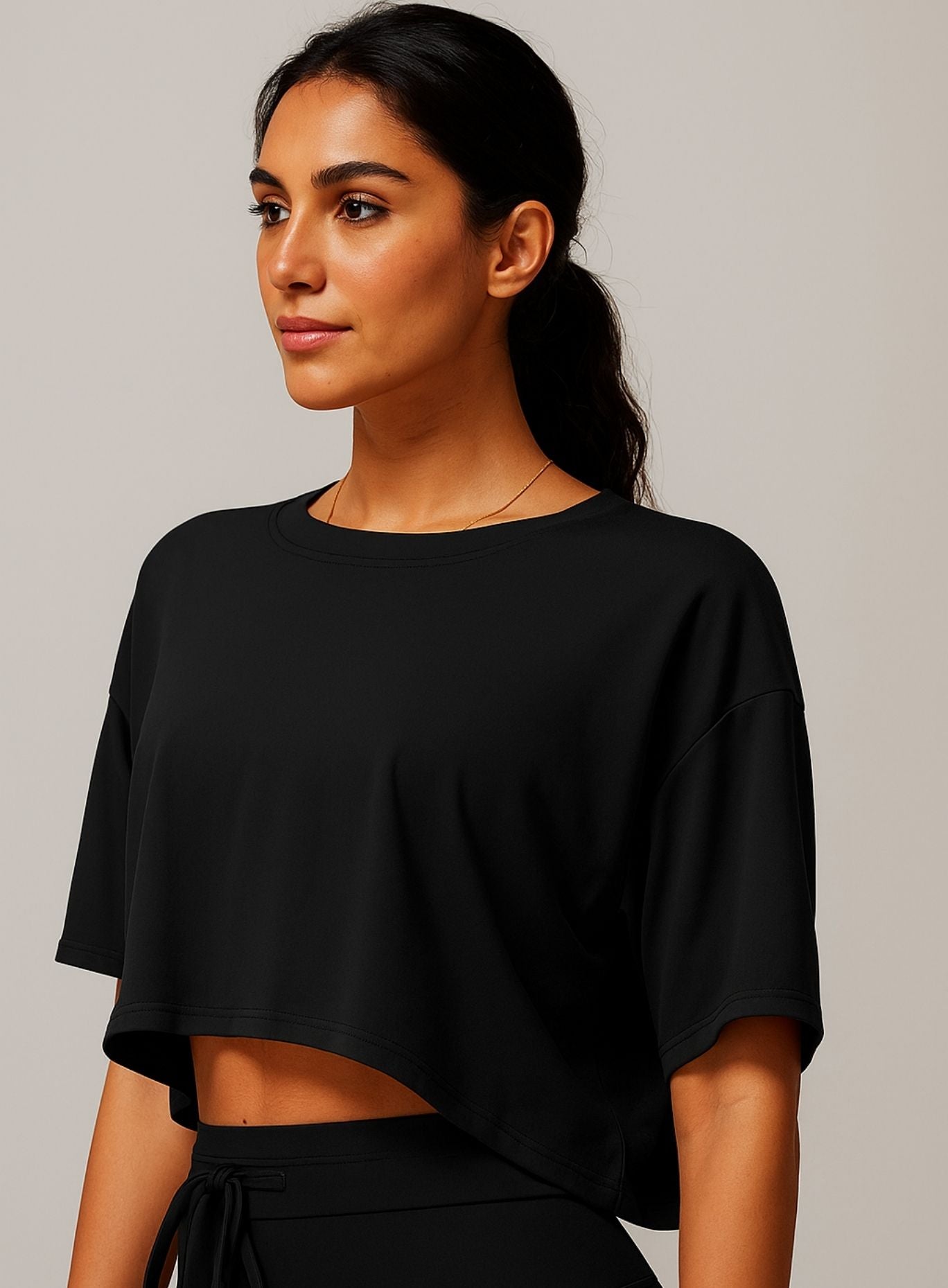 CloudFlex Brushed Crop Tee - Black
