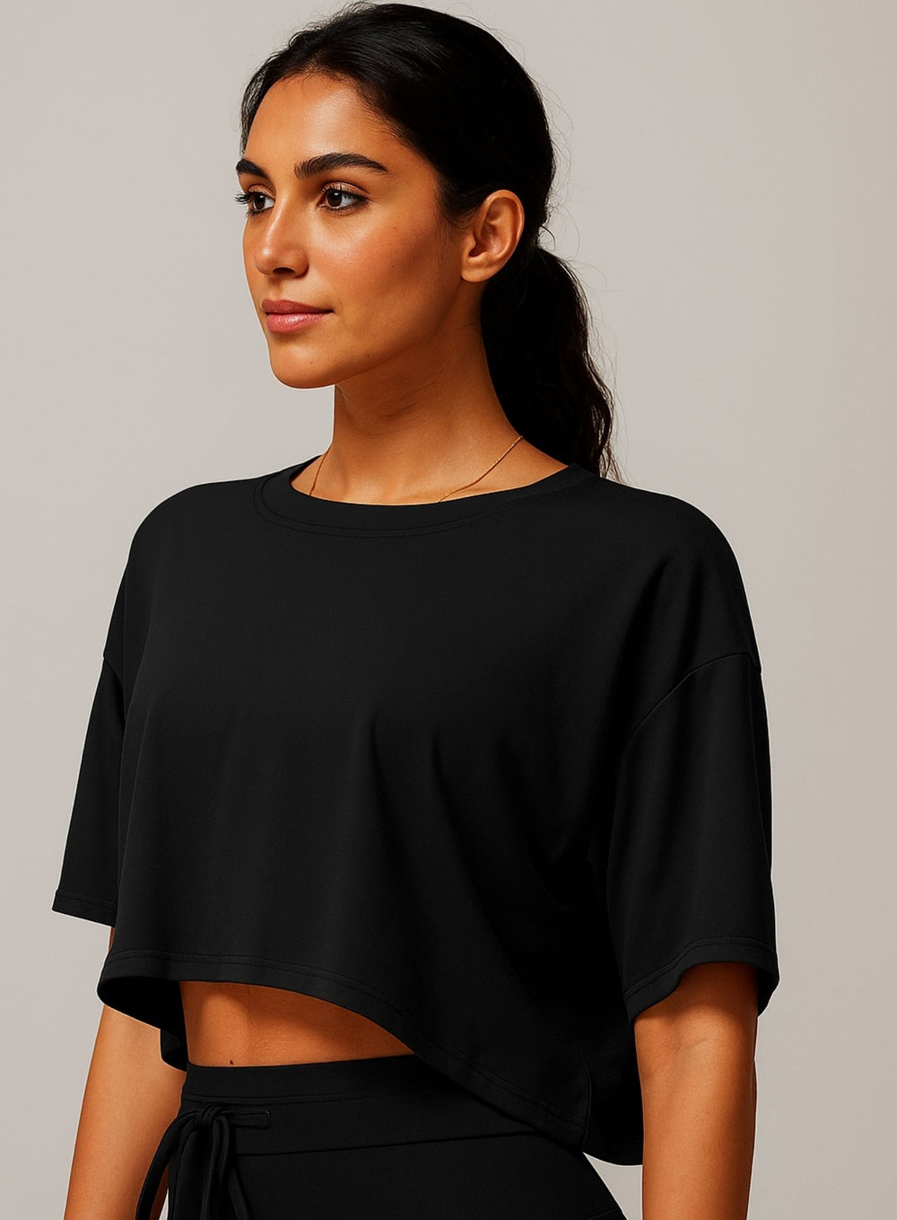 CloudFlex Brushed Crop Tee - Black - VECTOR SPORTSWEAR