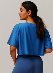 CloudFlex Brushed Crop Tee - Night Sky Blue