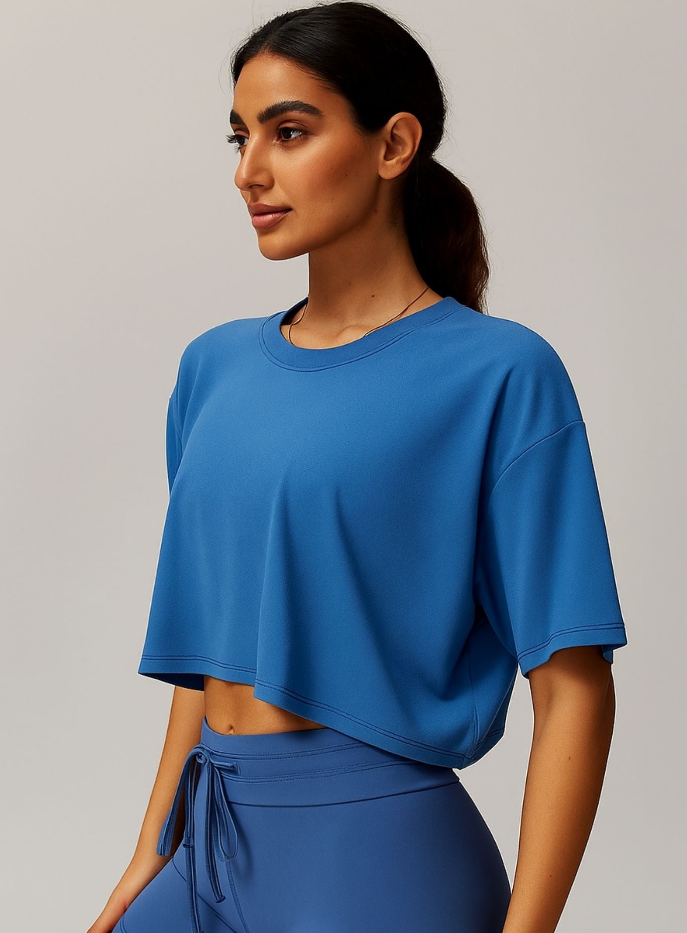 CloudFlex Brushed Crop Tee - Night Sky Blue