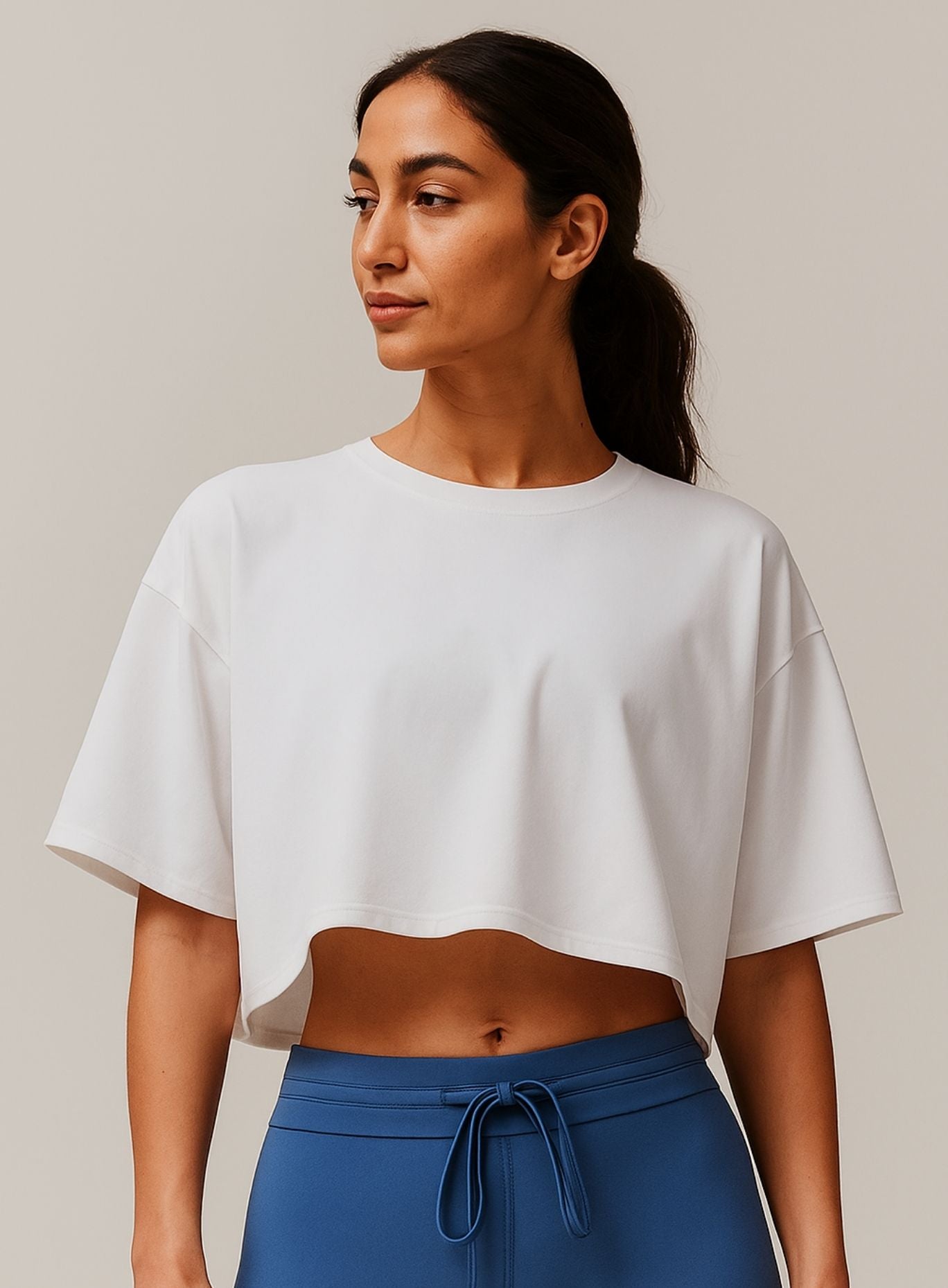 CloudFlex Brushed Crop Tee - Swan White