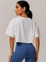 CloudFlex Brushed Crop Tee - Swan White