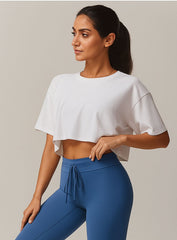 CloudFlex Brushed Crop Tee - Swan White