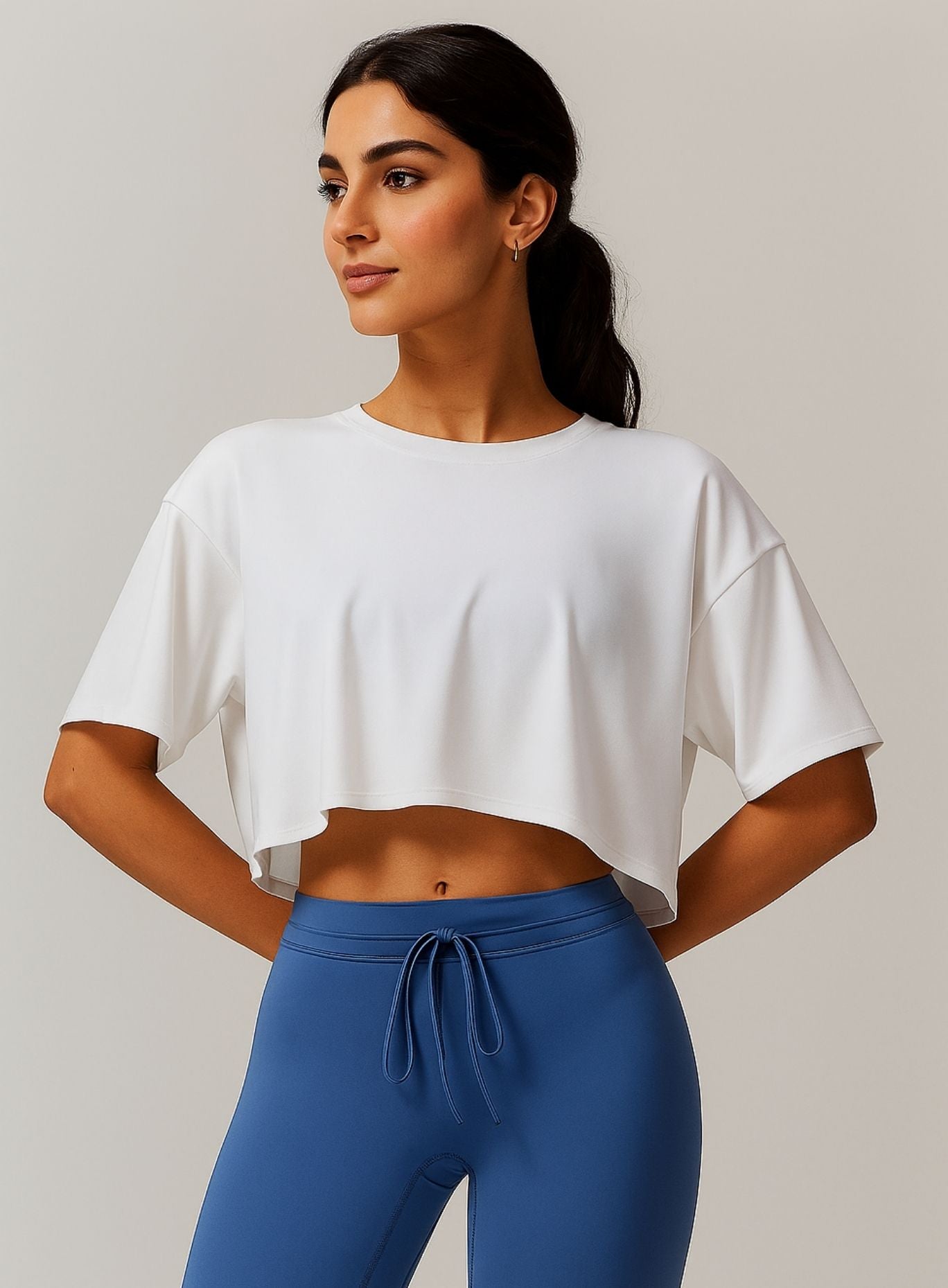 CloudFlex Brushed Crop Tee - Swan White