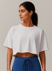 CloudFlex Brushed Crop Tee - Swan White