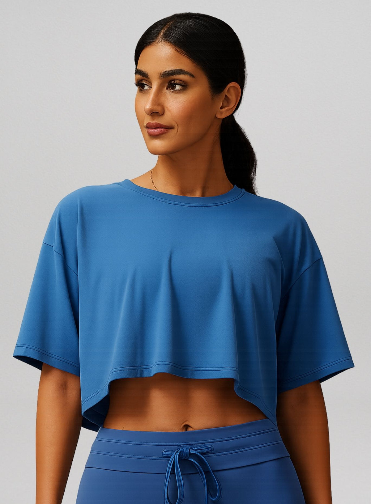 CloudFlex Brushed Crop Tee - Night Sky Blue