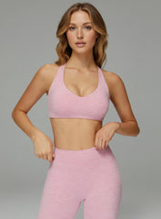 Model wearing CloudSense Brushed Seamless Bra with high support and sculpt fit for training | Vectorsportswear