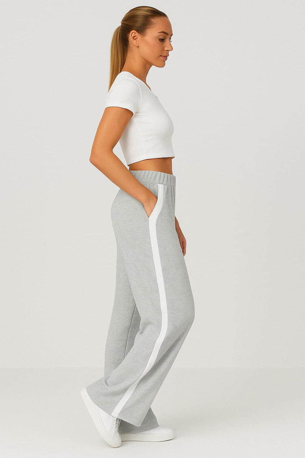 ComfiCore - Wide Leg Lounge Pant - Light Grey - VECTOR SPORTSWEAR
