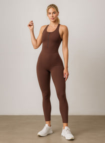 CoreSync™ Sleeveless Jumpsuit - Brown - VECTOR SPORTSWEAR