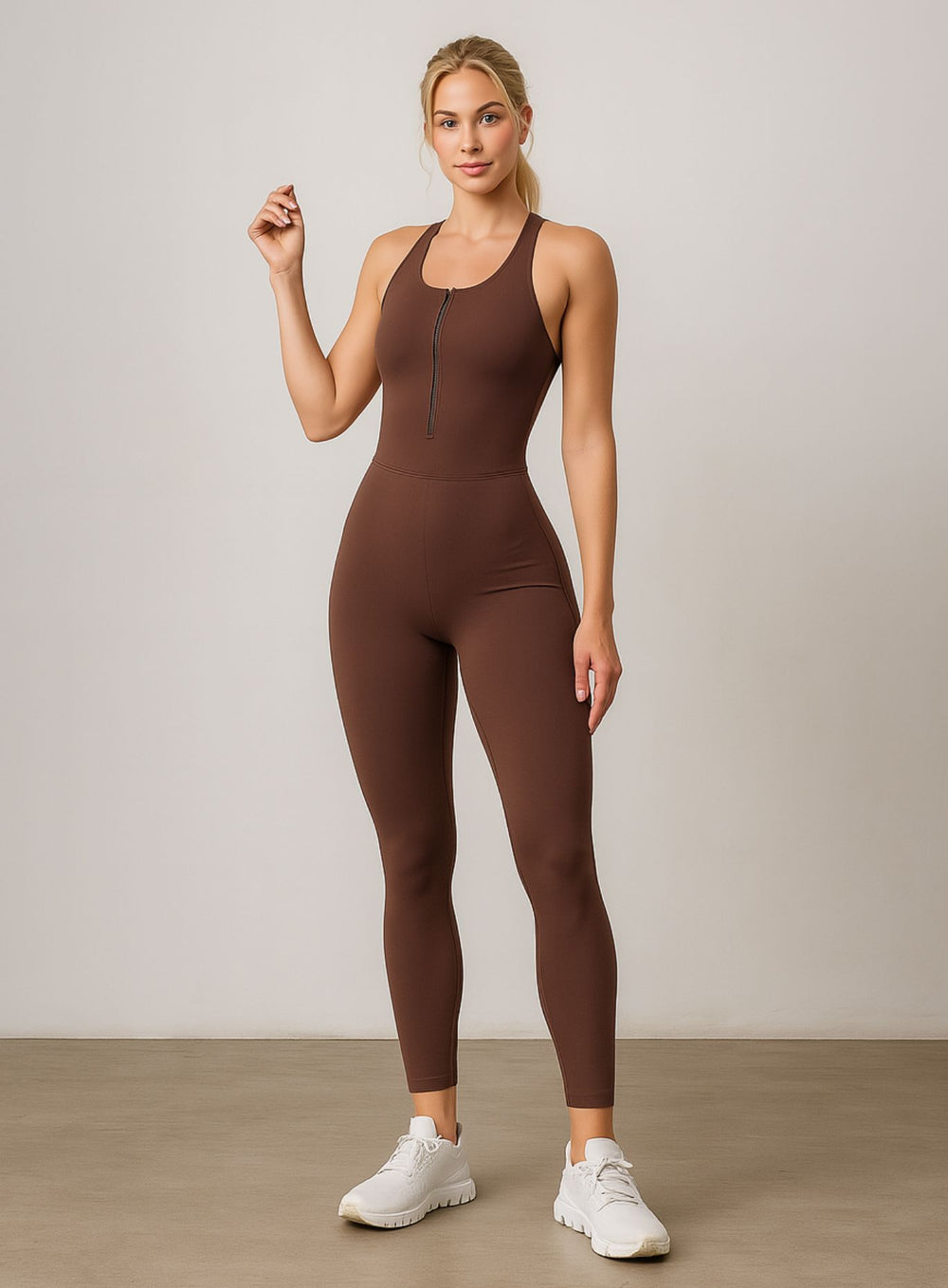 CoreSync™ Sleeveless Jumpsuit - Brown - VECTOR SPORTSWEAR