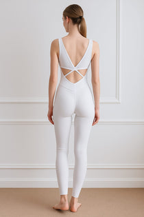 FLUX – Seamless Yoga Jumpsuit - White - VECTOR SPORTSWEAR