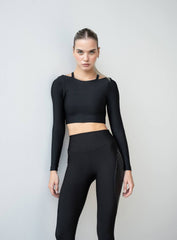 FREYA - Allure Long Sleeve Crop Top - Black