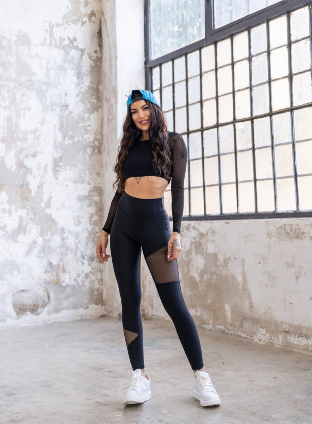 HESTIA - Tulle Veiled Legging - Black - VECTOR SPORTSWEAR