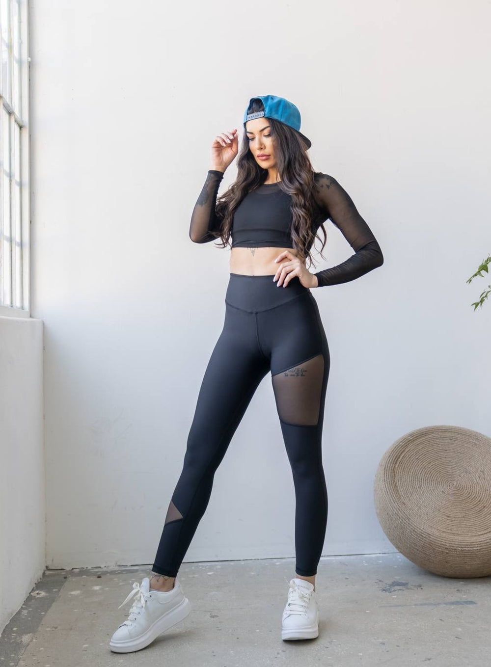 HESTIA - Tulle Veiled Legging - Black - VECTOR SPORTSWEAR
