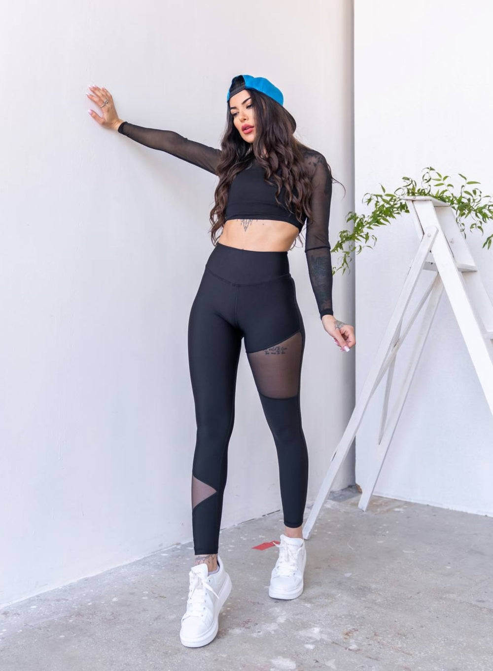 HESTIA - Tulle Veiled Legging - Black - VECTOR SPORTSWEAR