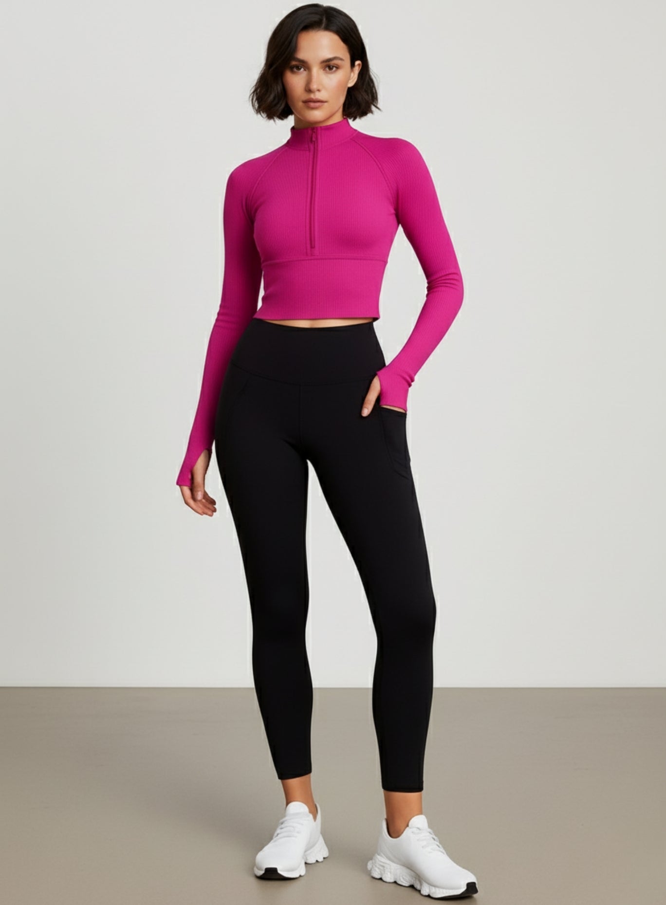 Half Zip Yoga Top - Mulberry - VECTOR SPORTSWEAR