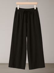Linen Lounge Wide-Leg Pants - Black