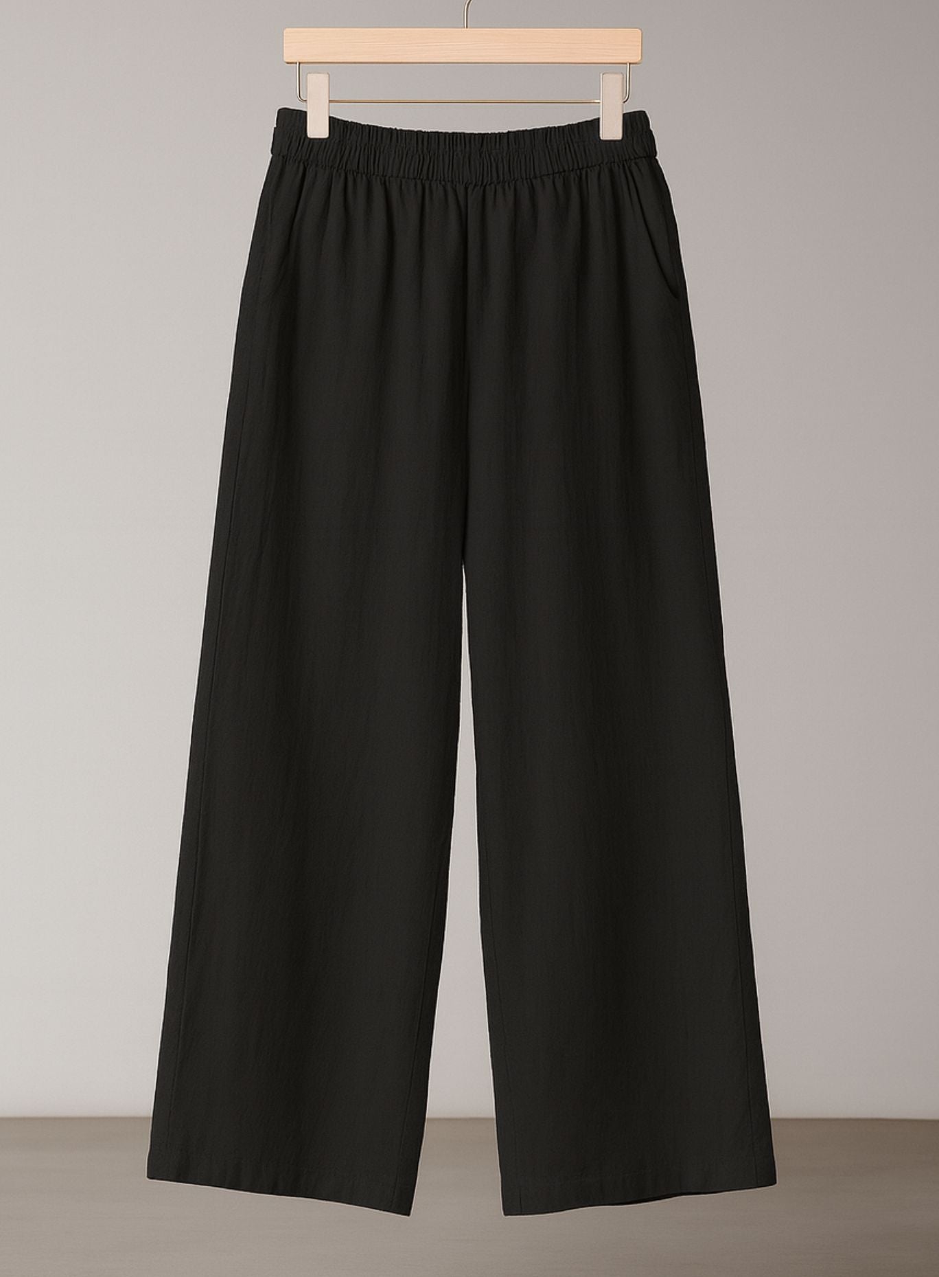 Linen Lounge Wide-Leg Pants - Black