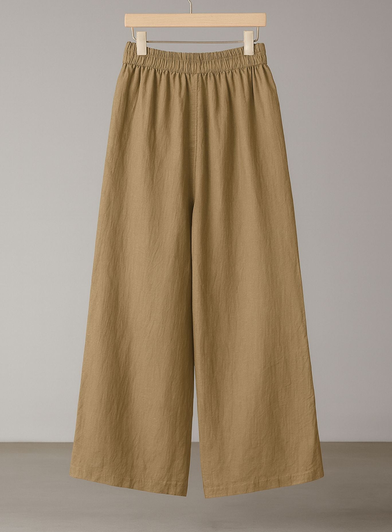 Linen Lounge Wide-Leg Pants - Khaki