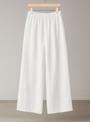 Linen Lounge Wide-Leg Pants - White