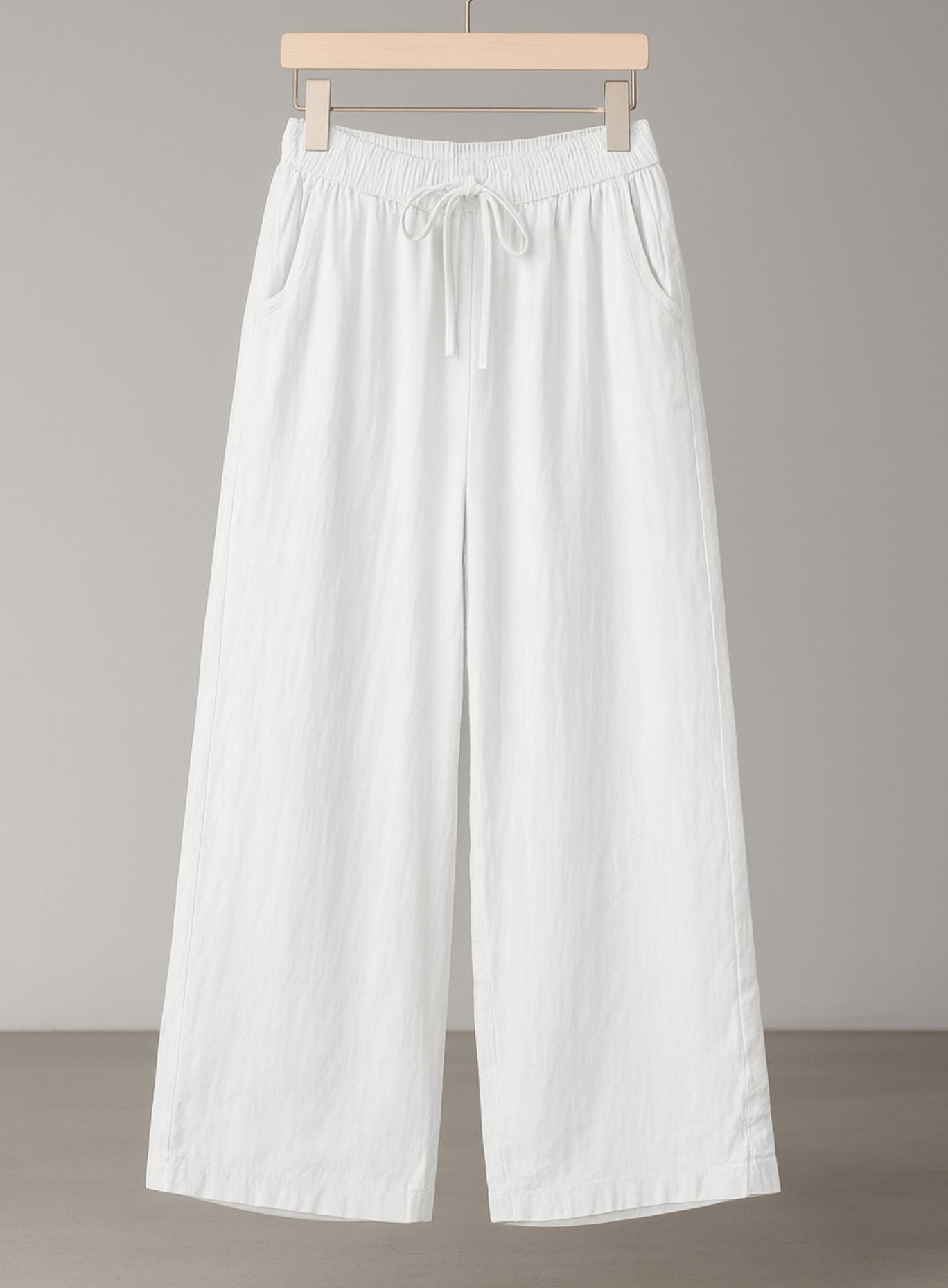 Linen Lounge Wide-Leg Pants - White