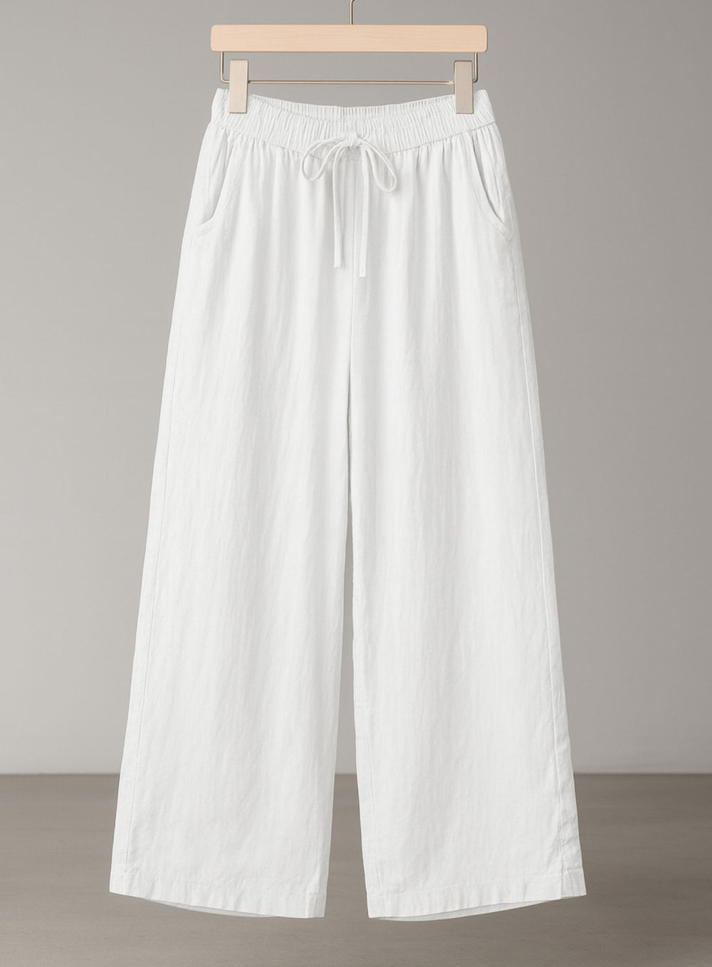 Linen Lounge Wide - Leg Pants - White - VECTOR SPORTSWEAR