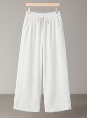 Linen Lounge Wide-Leg Pants - White