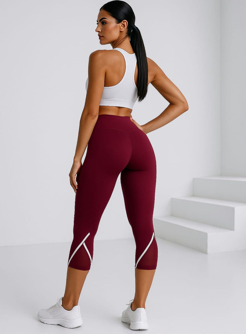 Mid - Calf Running Legging - Bordeaux - VECTOR SPORTSWEAR