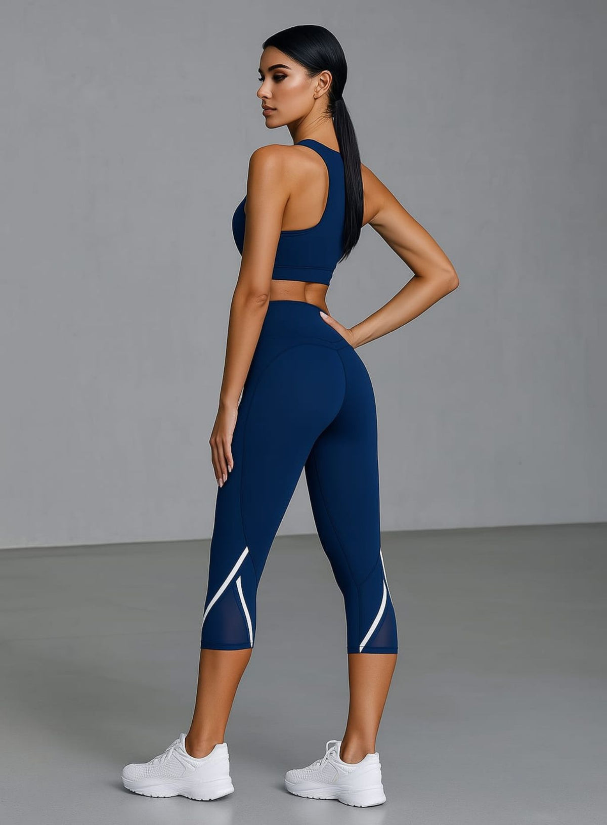 Mid - Calf Running Legging - Navy Blue - VECTOR SPORTSWEAR