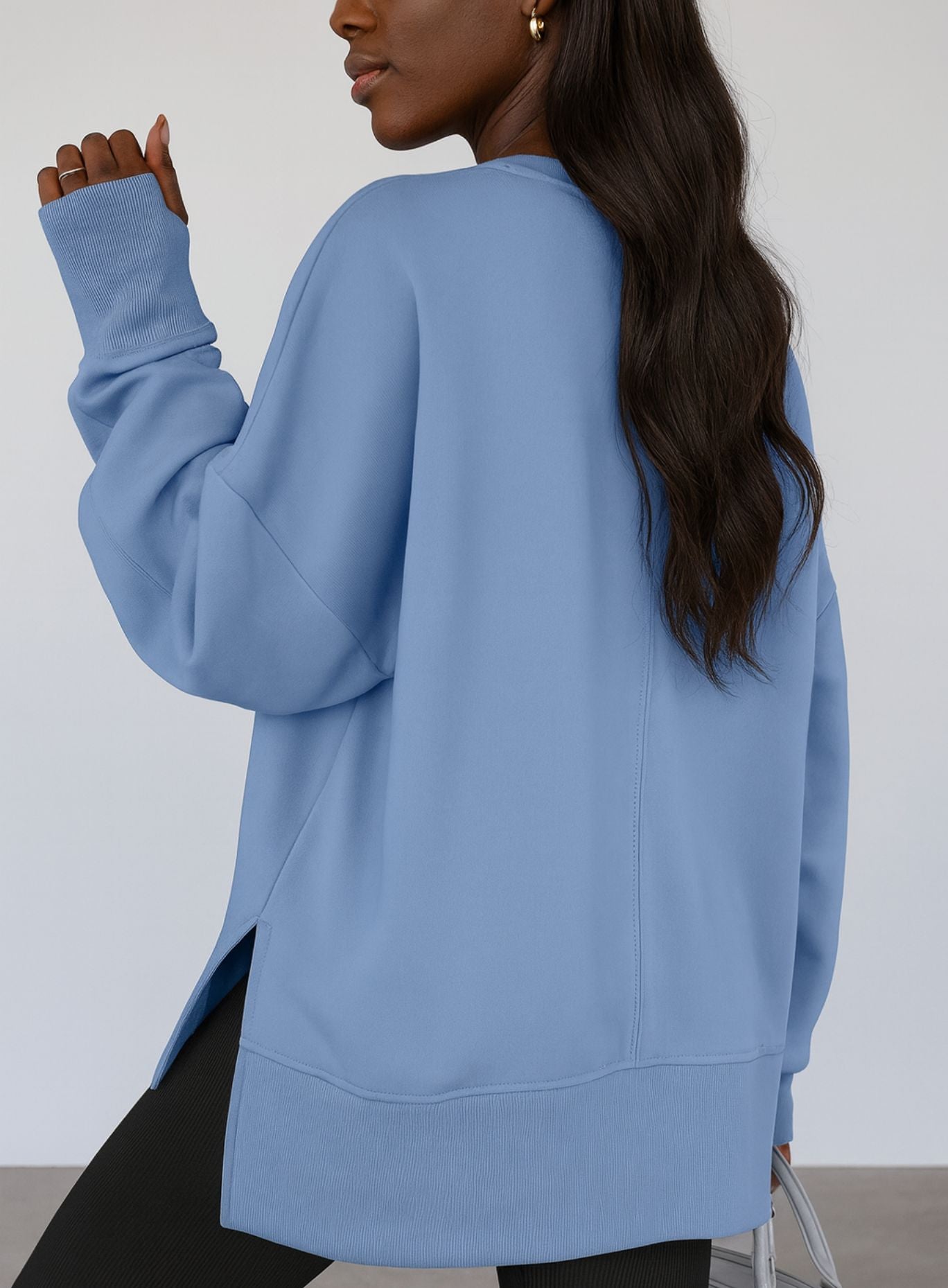 Oversized Round Neck Pullover - Blue