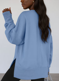 Oversized Round Neck Pullover - Blue - VECTOR SPORTSWEAR