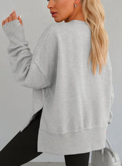Oversized Round Neck Pullover - Gray